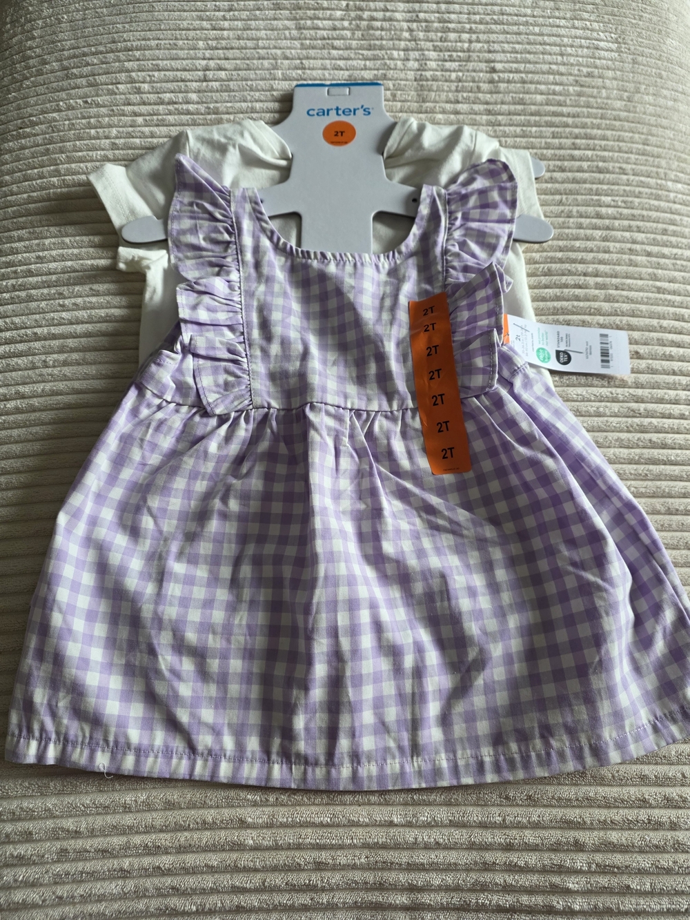 Carter's Lavender Gingham Ruffle Dress Set